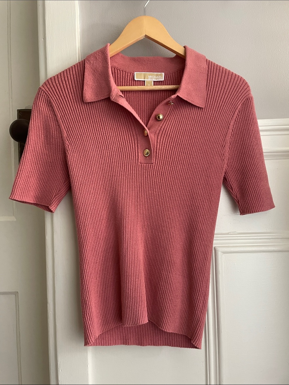 Michael Kors ribbed polo t-Shirt-Medium